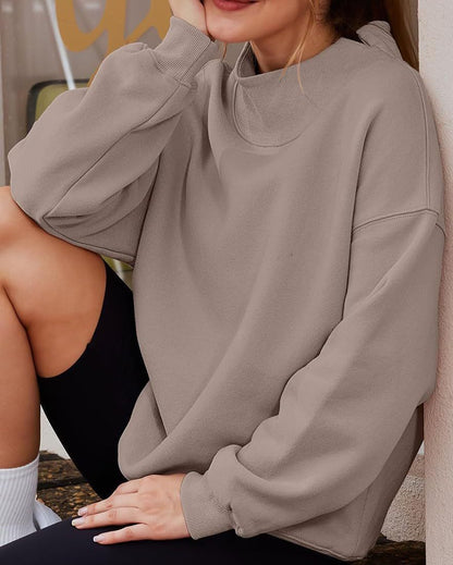 Sweat-shirt Oversize à Col Montant Fendu pour Femme